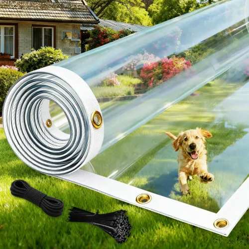 Heavy-Duty Clear Tarp - 6x8 ft Waterproof Cover with Gromments