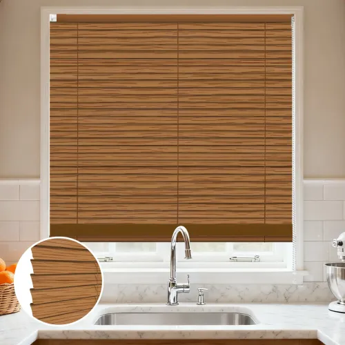 C-Shaped Wood Grain No-Drill Aluminum Curved Blinds