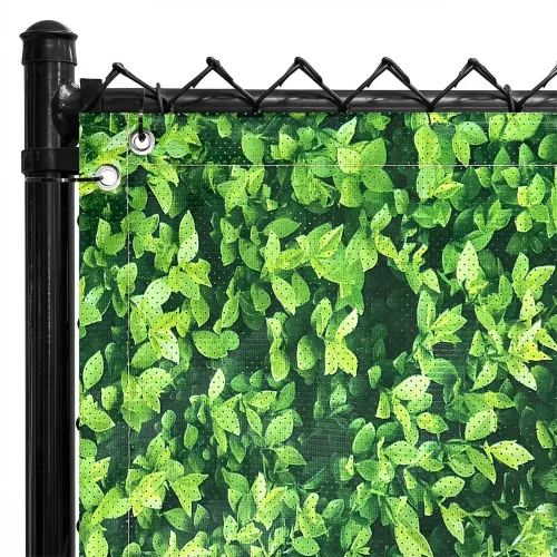 Customized PVC Privacy Fence Screen with Stone/Green Leaves Print