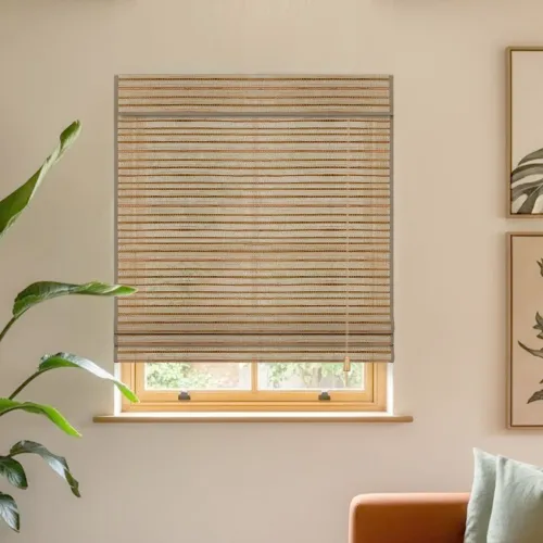 Corded Natural Ramie Jute Woven Shade with Valance