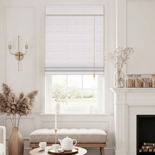 Corded Natural Raffia Paper & Bamboo Woven Shade