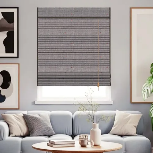 Cord Lite Cord Lite Linen Bamboo & Chinese Knots Natural Woven Shade