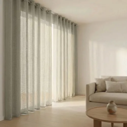 Malva Light Green Grommet Top Curtains
