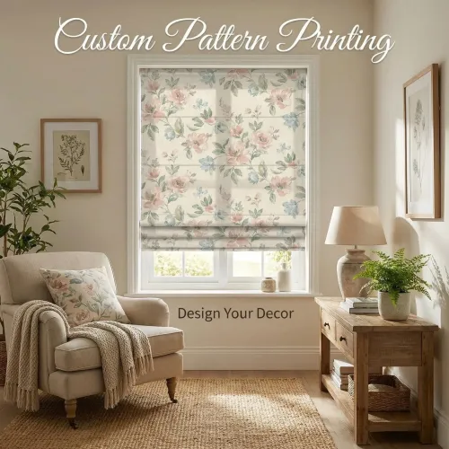 Pattern Printed Skimra Light Filtering Pull Cord Roman Shade