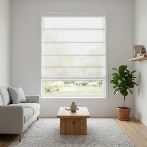 Cordless Linen Blend Light Filtering Cord Single Layer Roman Shade LM322