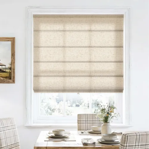 Cordless Linen Blend Room Darkening Cord Single Layer Roman Shade LM326