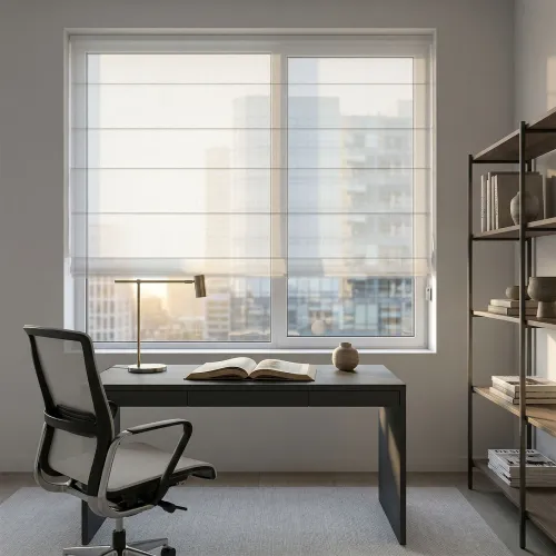 LM297 Cord Single Layer Aluminum Track Roman Shade