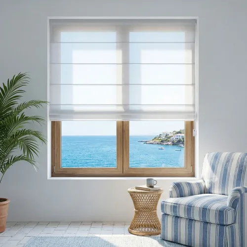LM299 Cord Single Layer Aluminum Track Roman Shade