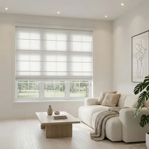 LM295 Cord Single Layer Aluminum Track Roman Shade