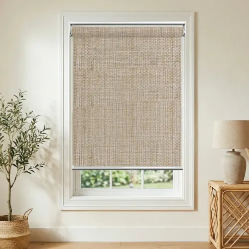 Blackout Cordless Spring Roller Shade — White Backing (A127)