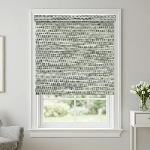 Blackout Cordless Curved Cassette Roller Shade — White Fabric Back (A130)