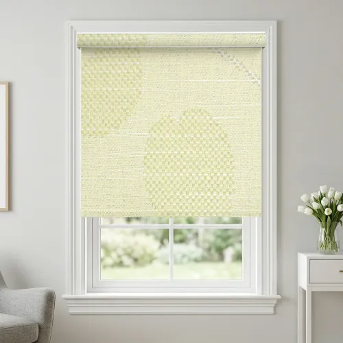 Blackout Cordless Curved Cassette Roller Shade — White Lined Privacy (A131)