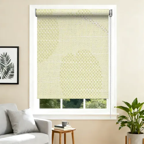Blackout Silent Bead Chain Roller Shade — White Lined Privacy (A131)