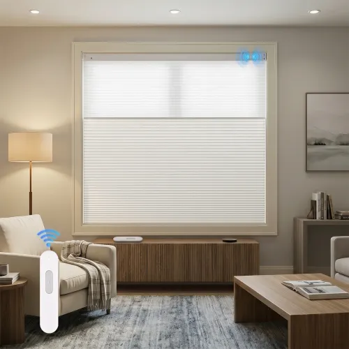 Motorized No-Drill Day Night Blackout HSLB Cellular Shades Cordless