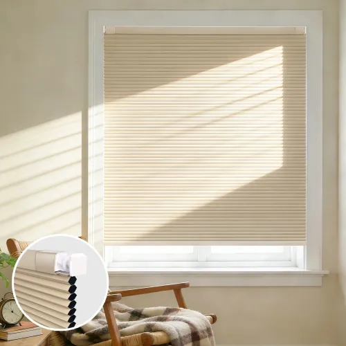 Blackout Cordless No-Drill Push-Pull Cellular Shade — Double Arc