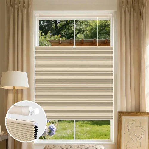 Blackout Cordless No-Drill Top Down Bottom Up Cellular Shade — Double Arc