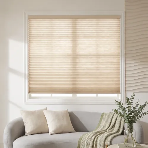 Light Filtering Cordless No-Drill Push-Pull Cellular Shade — Double Arc