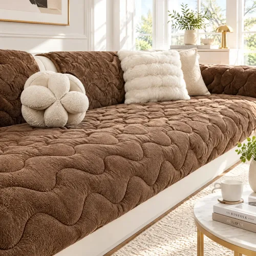 Custom Milk Velvet Bay Window Cushion, Solid Wave Bench Mat with Matching Spiral Cord Trim
