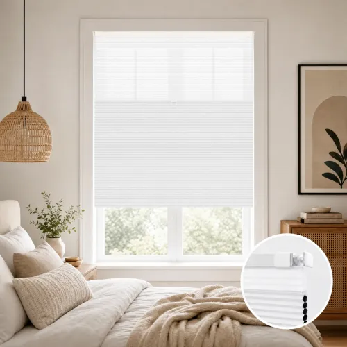 Large Size No-Drill Day Night Honeycomb Shades Cordless