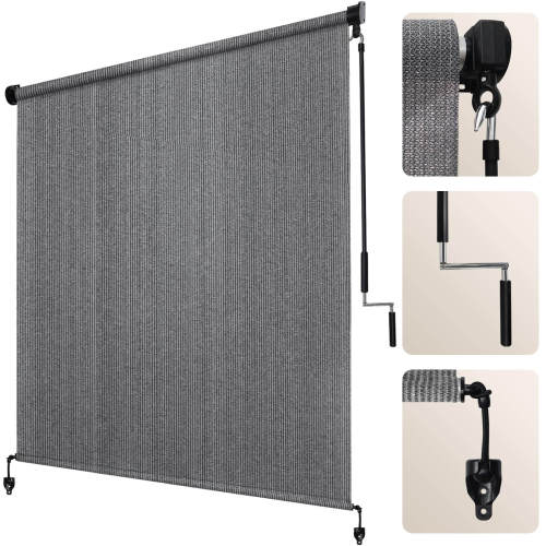 Outdoor Cordless Roller Shades, Wand Operation