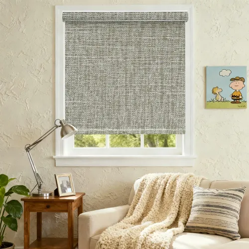 Blackout Cordless Curved Cassette Roller Shade — White Lined Back (A128)