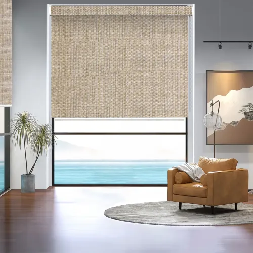 Blackout Curved Shell Roller Shade — White Backing (A127)