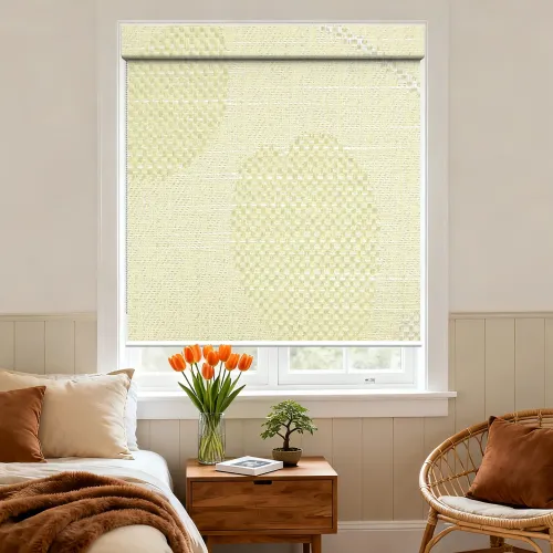 Blackout Square Hood Bead Chain Roller Shade — White Lined Privacy (A131)