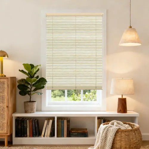 L-Shaped Wood Grain Aluminum Curved Blinds